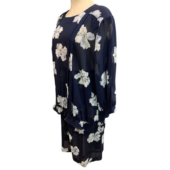 Size 20W Ms Russ Womens 1980s Sheer Skirt Shirt Outfit Navy Blue - Picture 5 of 12